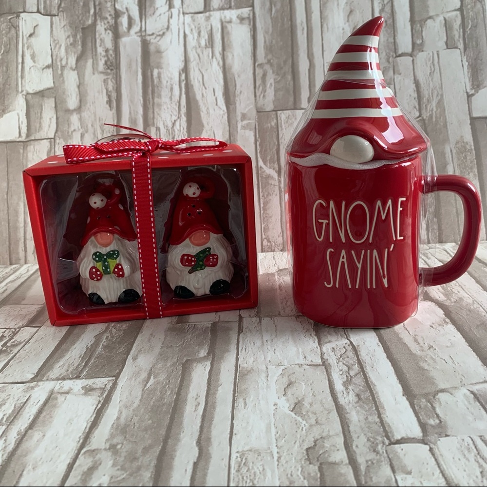 Rae Dunn Gnome Sayin’ Mug and Blue Sky Salt & Pepper Shakers